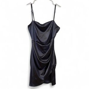 gLare purple mini dress ruching spagetti strap